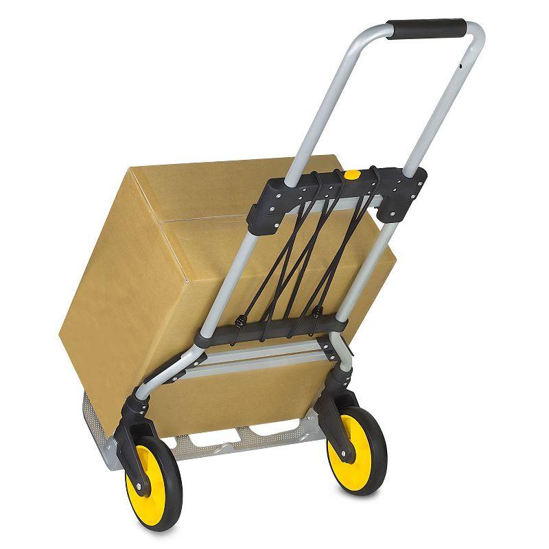 Mount-It! Folding Hand Truck and Dolly, 264 Lb Capacity Heavy-Duty Luggage Trolley Cart With Telescoping Handle and Rubber Wheels