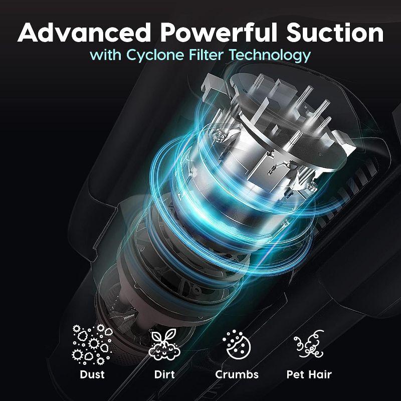 IRIS USA Power Brush Cordless Cyclone Stick Vacuum for Low-profile, Stand and 4-in-1 Attachments, 9000Pa Suction LED Indicator