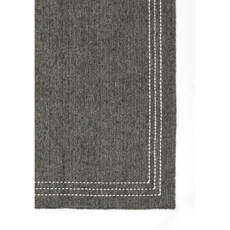 Momeni 9'x12' Oliver Striped Border Handloomed Area Rug Charcoal Gray: Geometric Wool & Polyester, Low Pile, Indoor Use