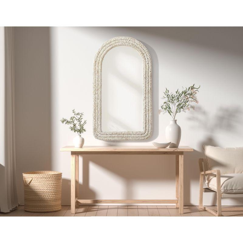 Beachcrest Home™ Dennard Arch Cornhusk Mirror in Linen White