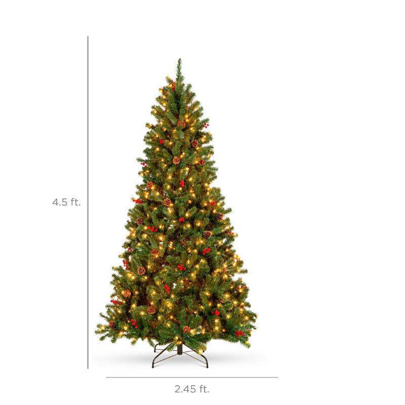 4.5ft Pre-Lit Green Spruce Christmas Tree with Pinecones and Lights