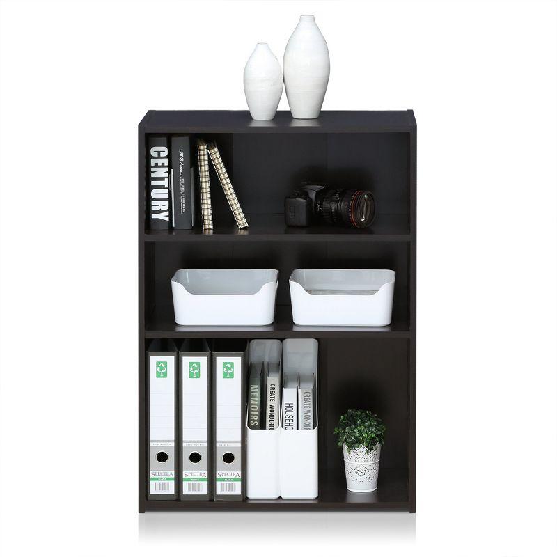 Furinno Basic 3 Cube Storage Bookcase Shelves for Any Space Needing Organization,Dark Walnut