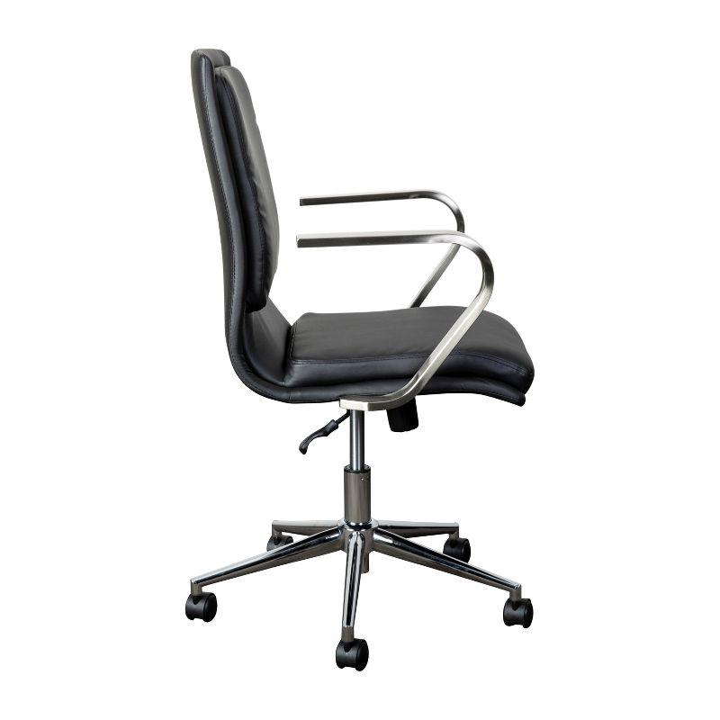 Black Faux Leather Swivel Task Chair with Chrome Base