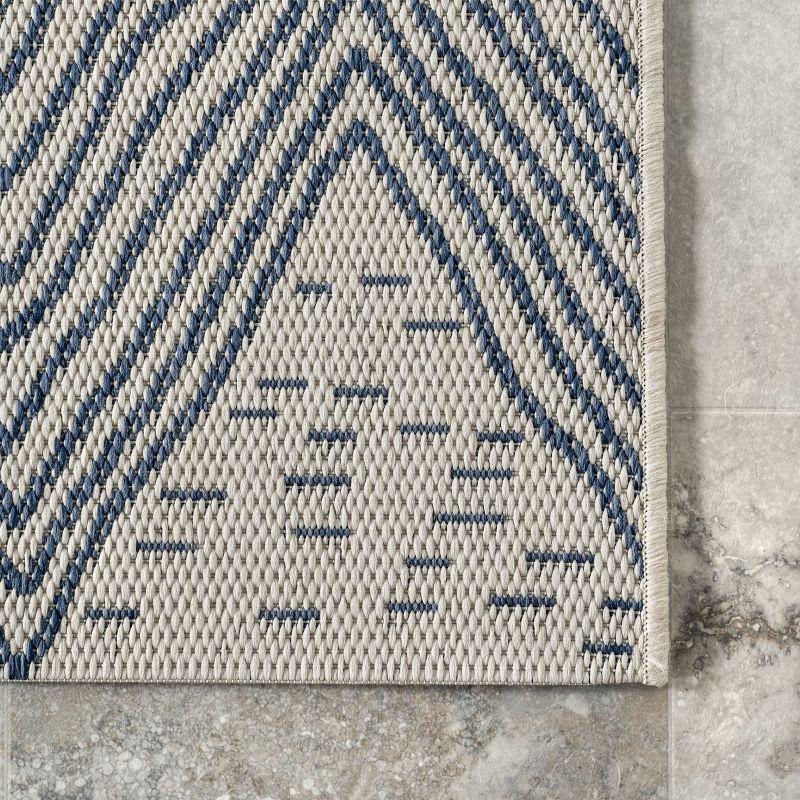 Dunham Abstract Indoor/Outdoor Area Rug for Living Room Patio Deck Front Porch Kitchen, Blue/Ivory