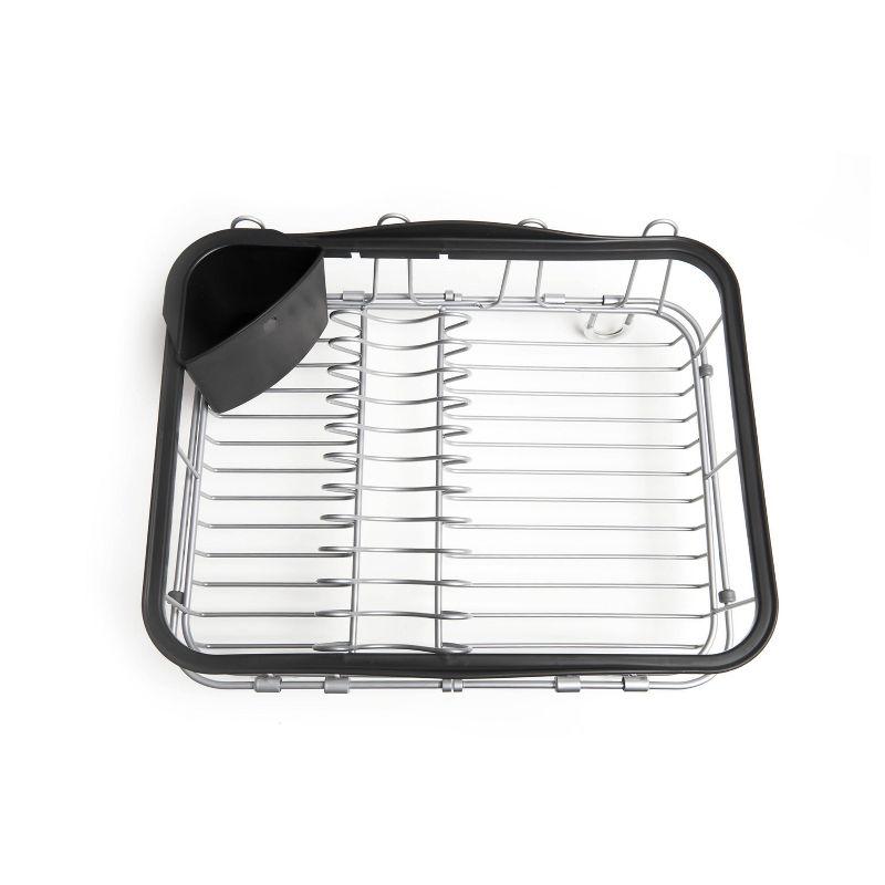 Black and Nickel Metal Dish Rack with Utensil Cup