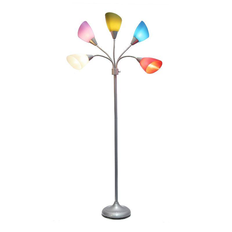 67" Contemporary Silver Multi-Head Adjustable Gooseneck Floor Lamp for Kids