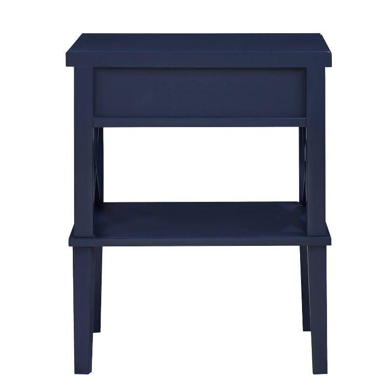 Comfort Pointe Marta Nightstand Midnight Blue: Transitional Style Bedside Table with Shelf, MDF & Hardwood