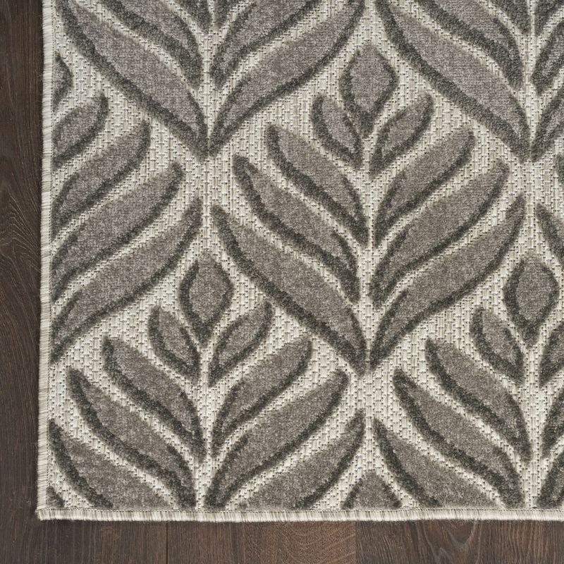 Nourison Aloha Tropical Palm Flatweave High-Low Indoor Outdoor Area Rug Charcoal 2'8" x 4'
