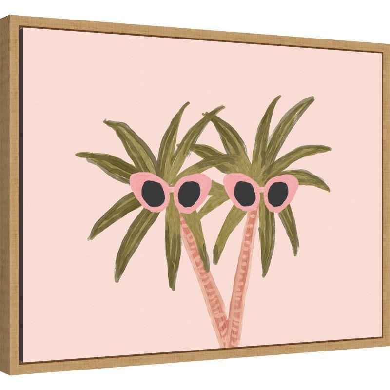 Amanti Art Palm Trees and Sunglasses by Kendra Dandy Canvas Wall Art Print Framed 24 x 18-in.