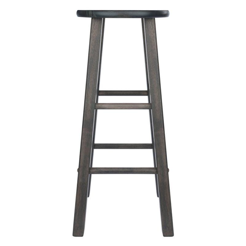 Oyster Gray Solid Wood Adjustable Backless Bar Stool Set