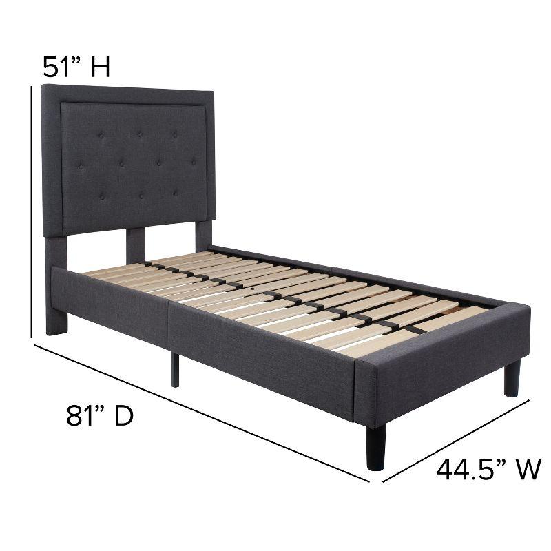 Flash Furniture Roxbury Twin Size Tufted Upholstered Platform Bed in Dark Gray Fabric