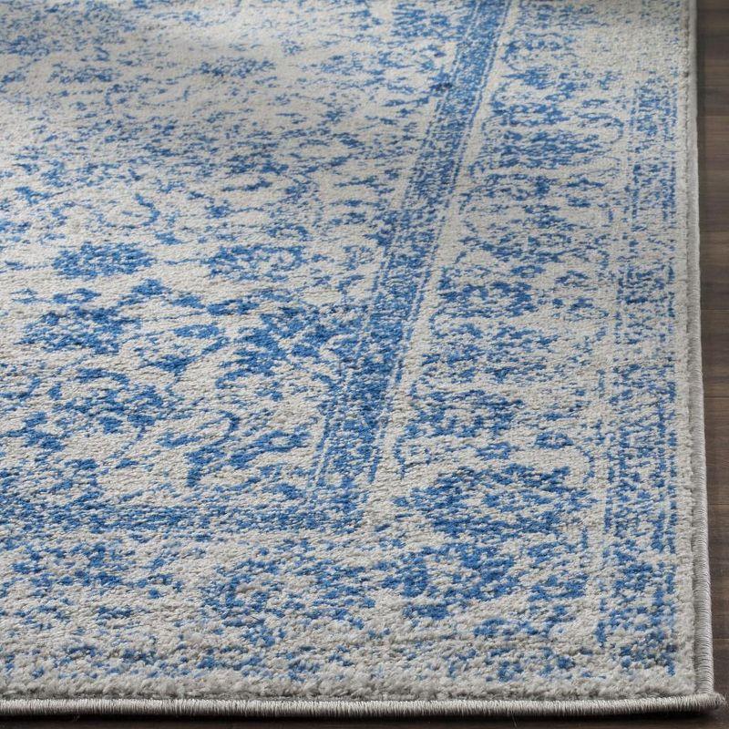 Gray and Blue Distressed Oriental 3' x 5' Area Rug