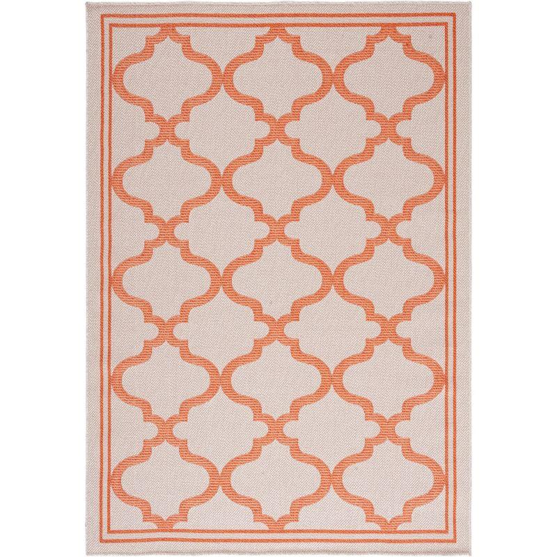 Ivory Geometric Easy-Care Synthetic 4' x 6' Area Rug