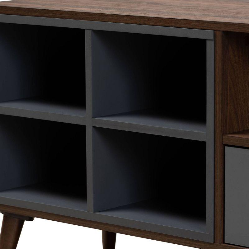 Garrick Two-Toned Wood 1 Drawer TV Stand for TVs up to 50" Gray/Walnut Brown - Baxton Studio