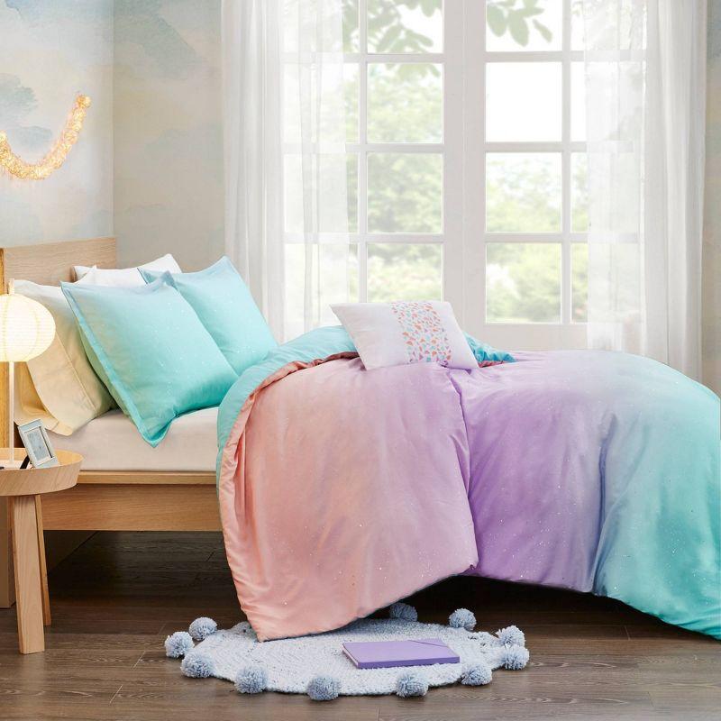Intelligent Design Glimmer Watercolor Tye Dye Duvet Cover Set