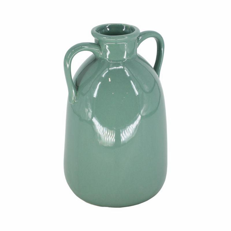 Sagebrook Home 10" Ceramic Vase with Handles Creative Contemporary Eared Vase For Decorative Home