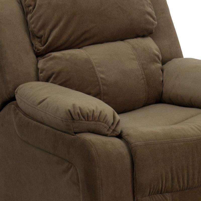 Emma and Oliver Deluxe Padded Brown Microfiber Kids Recliner with Storage Arms