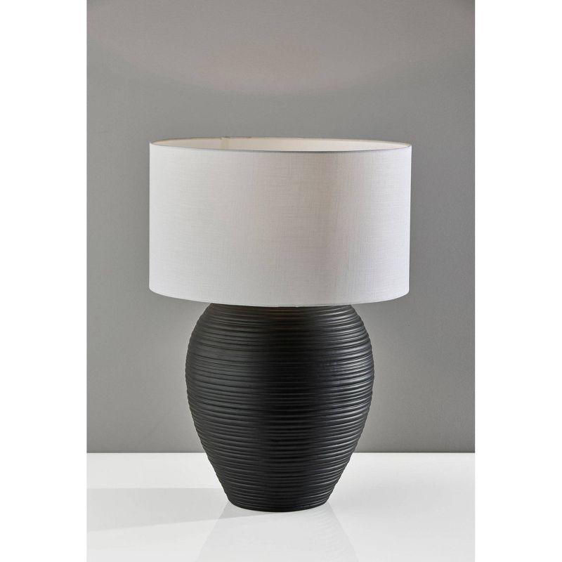 Black Ceramic Table Lamp with White Drum Shade, 25" Height