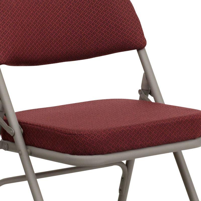 Flash Furniture 2 Pack HERCULES Series Premium Curved Triple Braced & Double Hinged Burgundy Fabric Metal Folding Chair