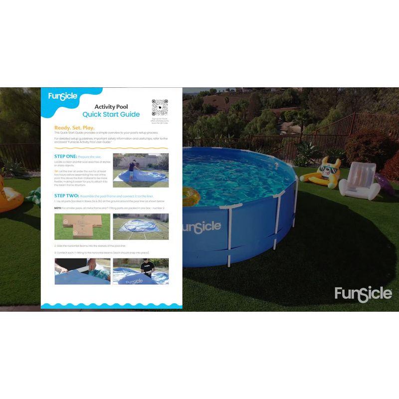 Funsicle 10' x 30" Outdoor Activity Round Metal Frame Above Ground Swimming Pool Set with 10' Secure Debris Pool Cover & SkimmerPlus Filter Pump, Blue