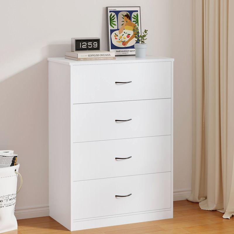 SUGIFT 4 Drawer Dresser, Modern Wood Chest of Drawers for Bedroom, White