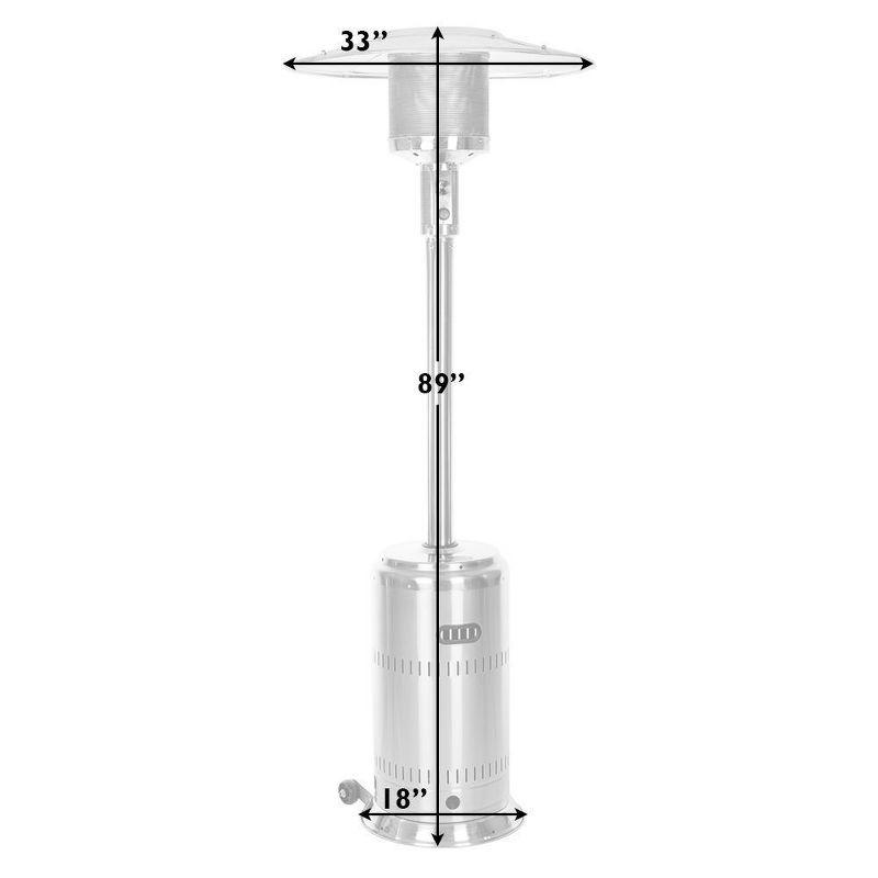 Fire Sense Fire Sense Performance Series Patio Heater with Wheels 50,000 BTU Output-Unpainted Stainless Steel