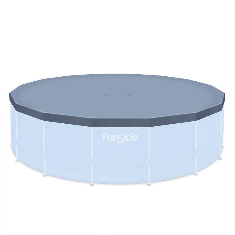Funsicle 16ft Round Frame Seasonal Debris Above Ground Swimming Pool Cover with Drain Holes and Adjustable String Lock, Accessory Only, Gray