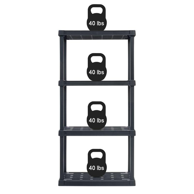 IRIS USA 4-Tier Shelving Unit, 48" Fixed Height, Medium Storage Organizer 24"W x 12"D x 48"H, Made with Recycled Materials, Black