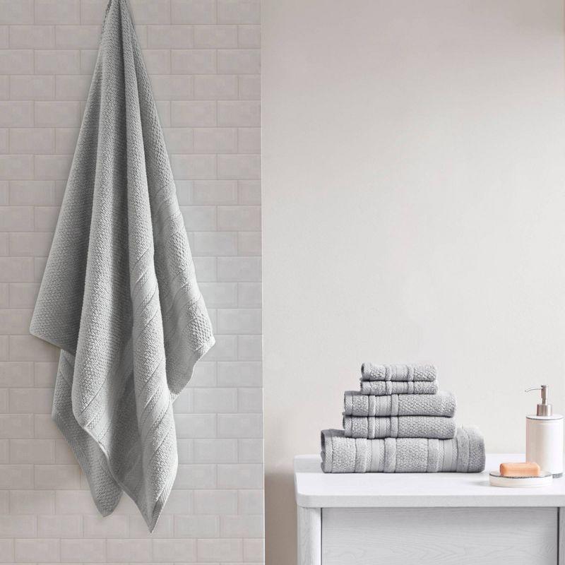 Silver Fast-Drying Cotton 6-Piece Towel Set