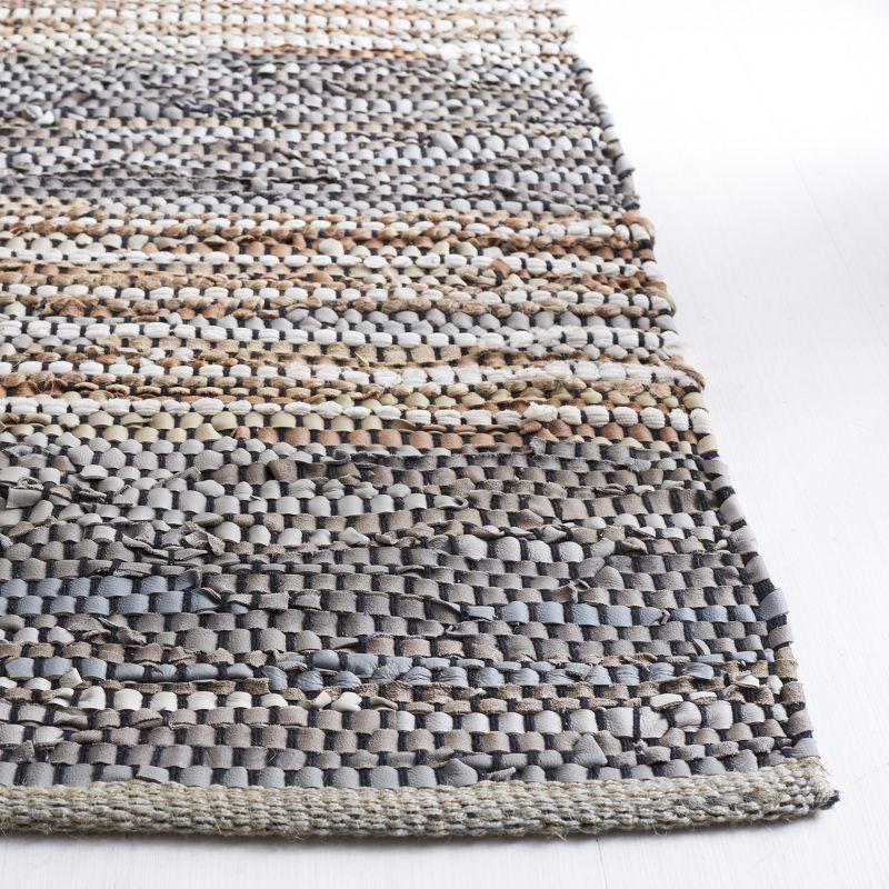 Vintage Leather VTL204 Hand Woven Area Rug - Grey/Natural - 5'x8' - Safavieh.