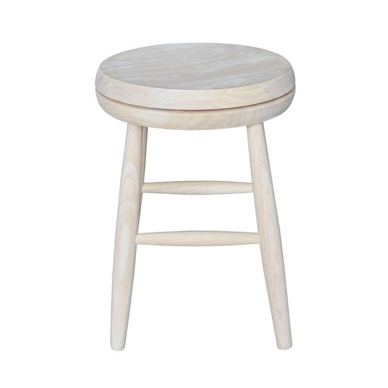 Jonathan Swivel Scooped Seat 18" Stool - Unfinished - International Concepts: Solid Wood, Round, No Assembly Required