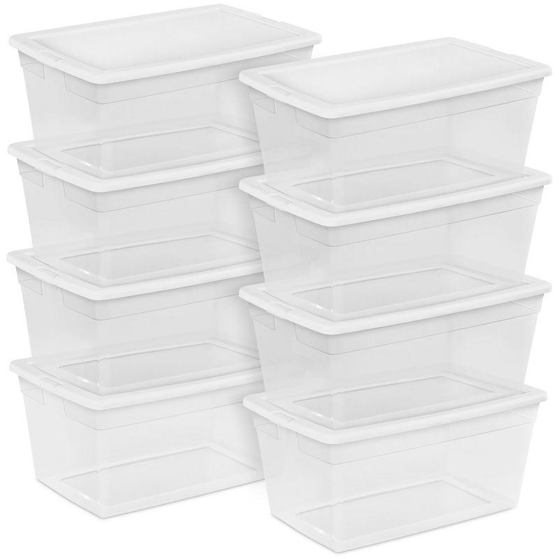 Sterilite Sterilite Storage Box, Stackable Bin with Lid, Plastic Container to Organize Shoes and Crafts on Closet Shelves