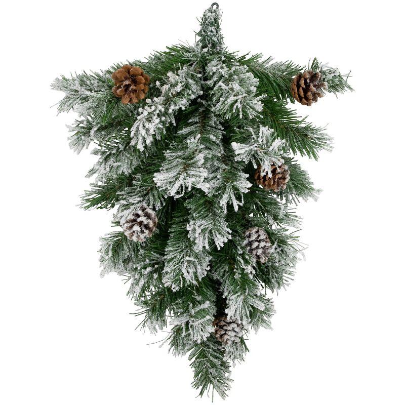 22" Snowy Flocked Pine Cone Christmas Outdoor Swag