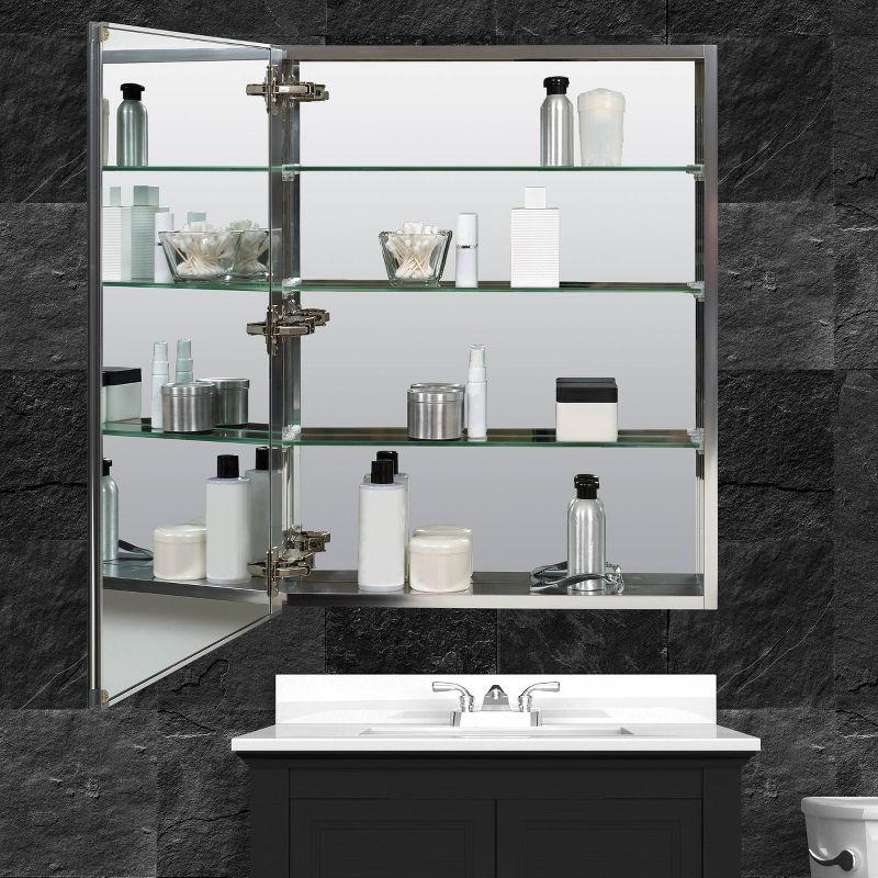 24" Frameless Aluminum Medicine Cabinet with Beveled Mirror