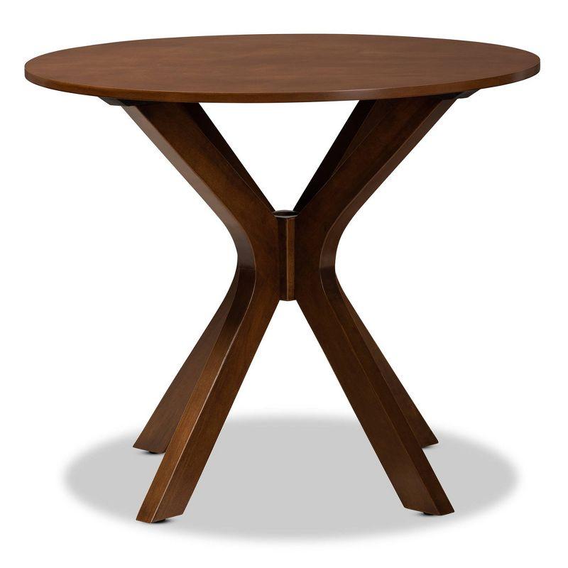 35" Kenji Wide Round Wood Dining Table Walnut - Baxton Studio: Contemporary 4-Point Base, MDF Composite Frame, Seats Four
