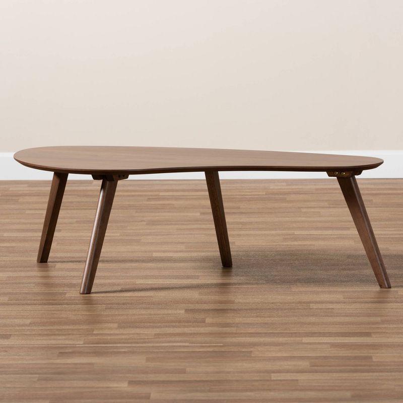 Scarlette Coffee Table Walnut - Baxton Studio: Mid-Century Modern, Rubberwood, Irregular Shape