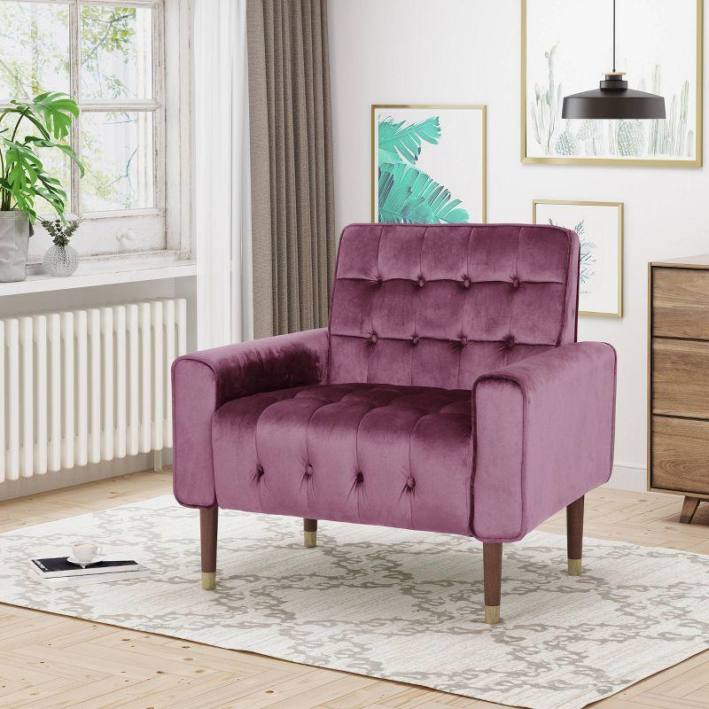 Bourchier Modern Glam Velvet Armchair Raisin -Christopher Knight Home
