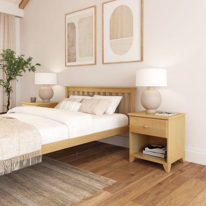 Plank+Beam Solid Wood Nightstand with 1 Drawer for Bedroom