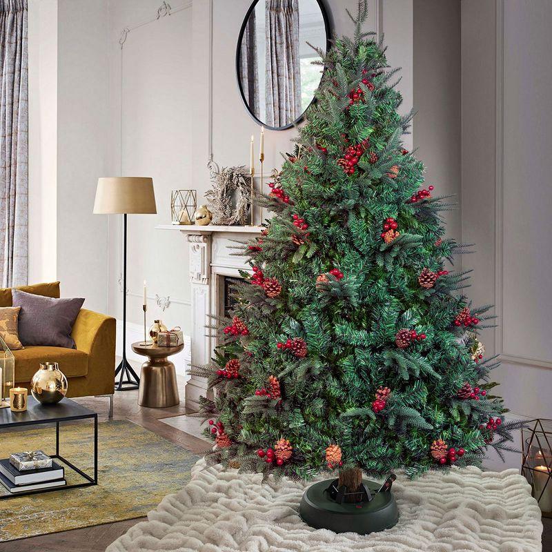 Gardenised, Automatic Plastic Green Foot Pedal Christmas Tree Stand, Large 14.5-inch Dia x 3.5-inch Height