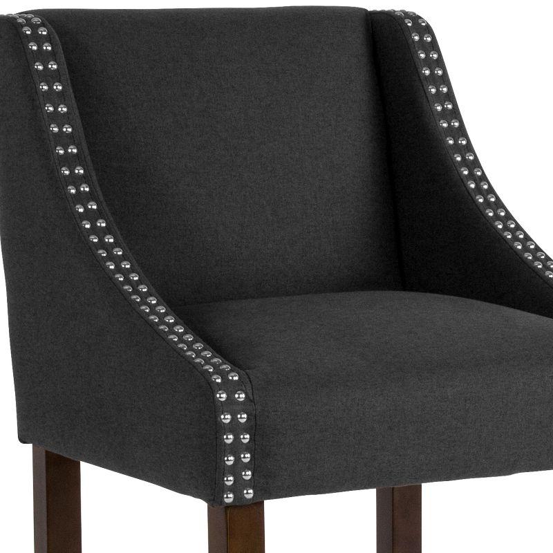 Charcoal Fabric Bar Height Stool with Nailhead Trim