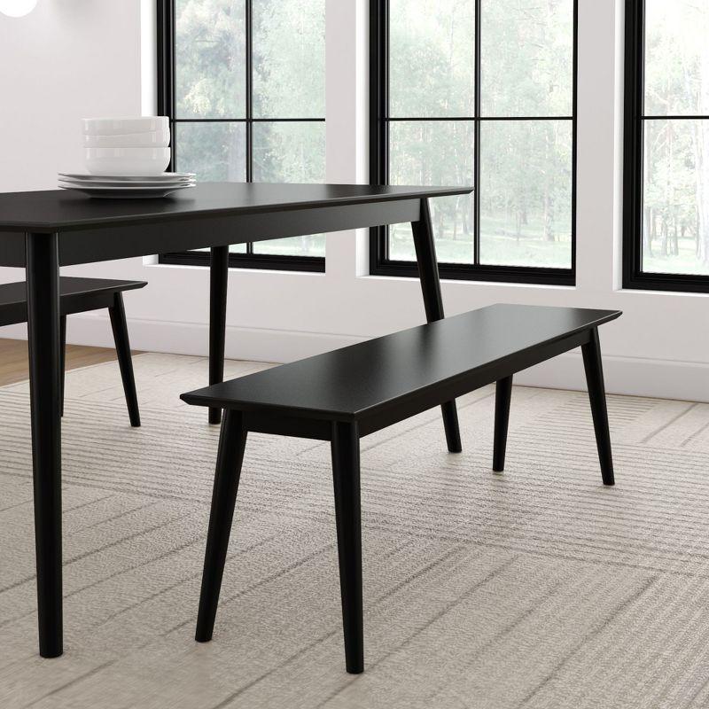 Plank+Beam 59" Mid Century Modern Solid Wood Dining Bench, Entryway Bench, Dining Room Bench, Black