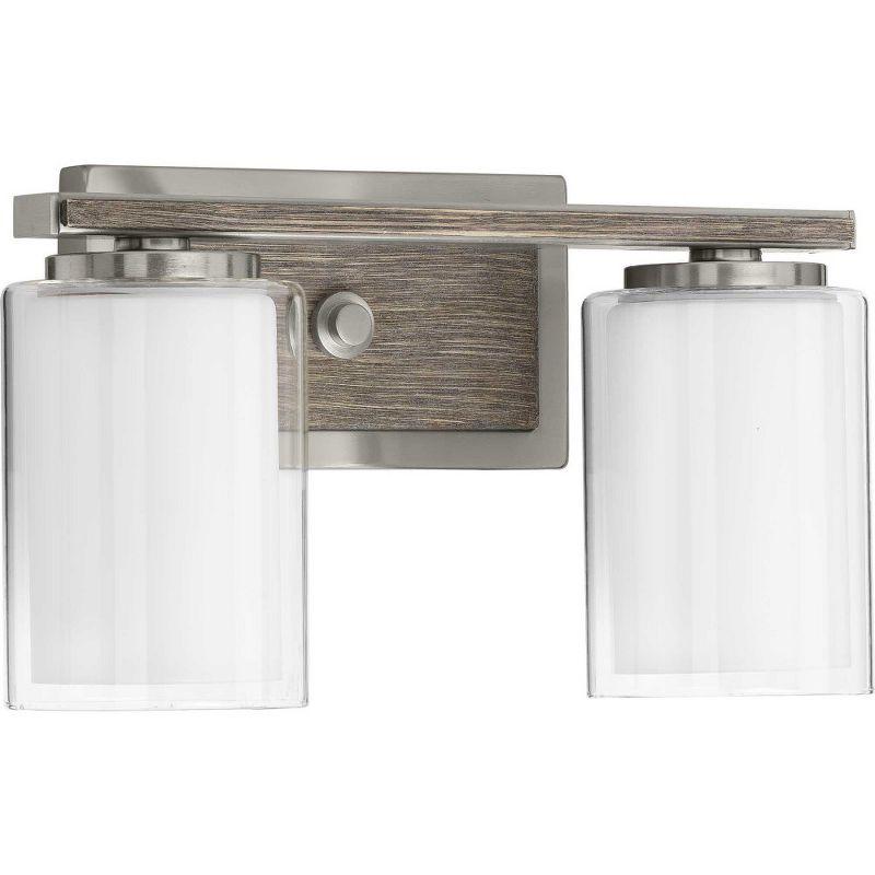 Brushed Nickel 2-Light Cylinder Shade Bath Vanity Fixture