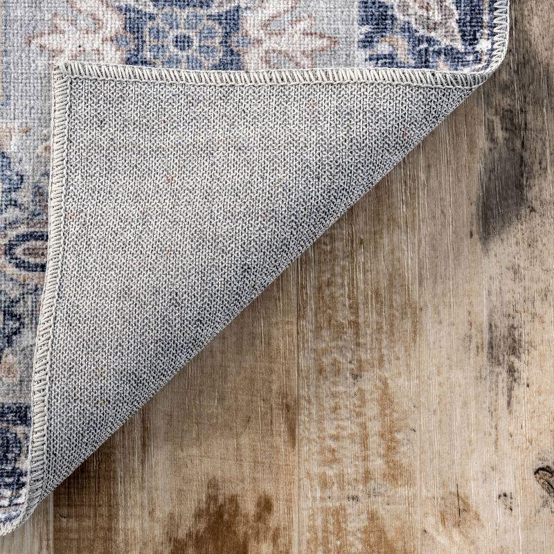 Nuloom Elsa Medallion 4x6 Machine Washable Indoor Area Rug for Living Room Bedroom Dining Room Kitchen, Blue/Ivory