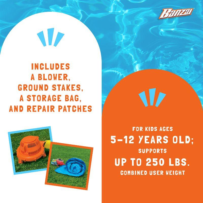 Banzai Bounce ’N’ Splash Water Slide, Heavy Duty Inflatable Outdoor Water Park w/ Bounce House, Slide, and Splash Pool, for Kids Ages 5-12, Multicolor