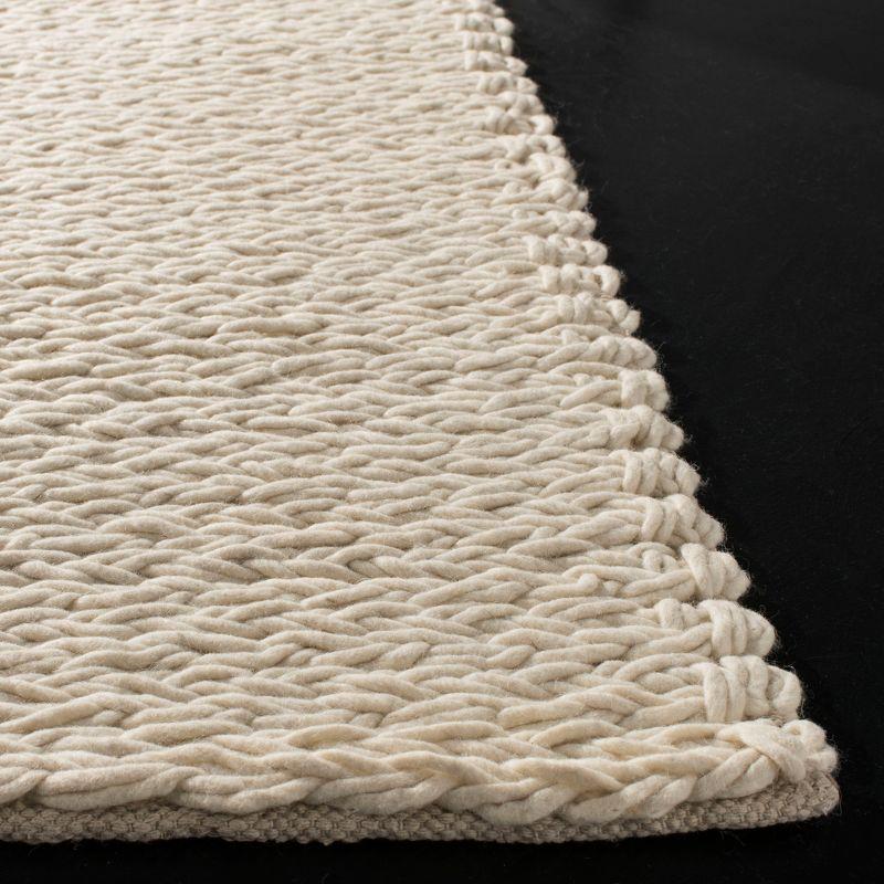 Handmade Ivory Braided Wool 6' Square Area Rug