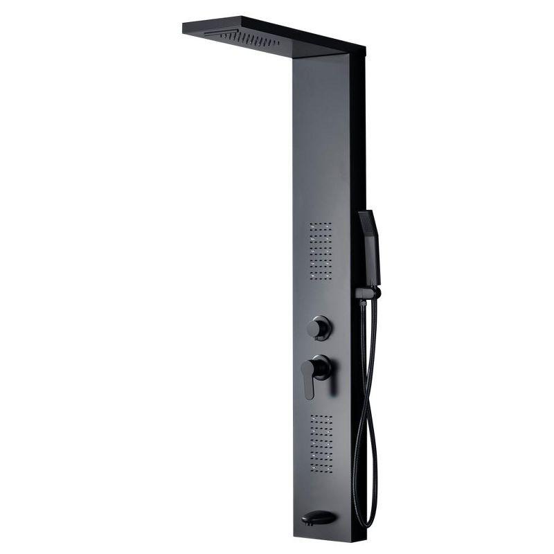 Matte Black LED Rainfall Shower Panel with Handheld Wand