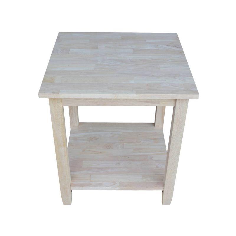 Solano Square Solid Wood Classic End Table in Unfinished