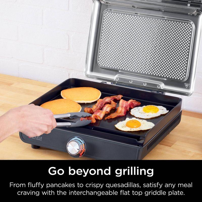 Ninja Sizzle Smokeless Nonstick Indoor Grill GR101: Griddle, Dishwasher-Safe, Temperature Control, Recipes Included