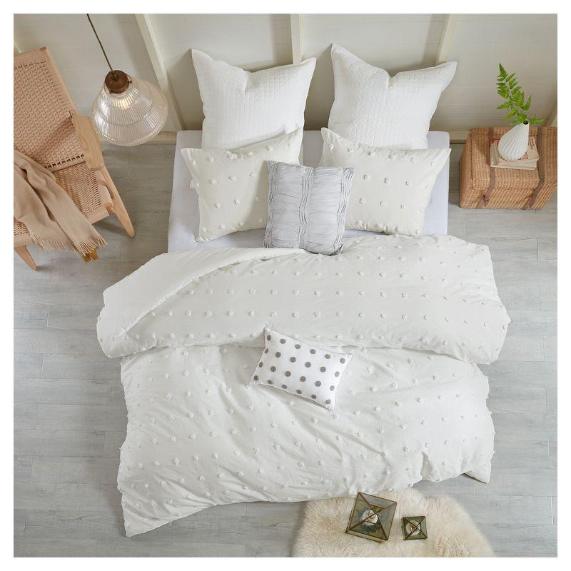 Intelligent Design Brooklyn Cotton Jacquard Duvet Cover Set with Euro Shams and Throw Pillows