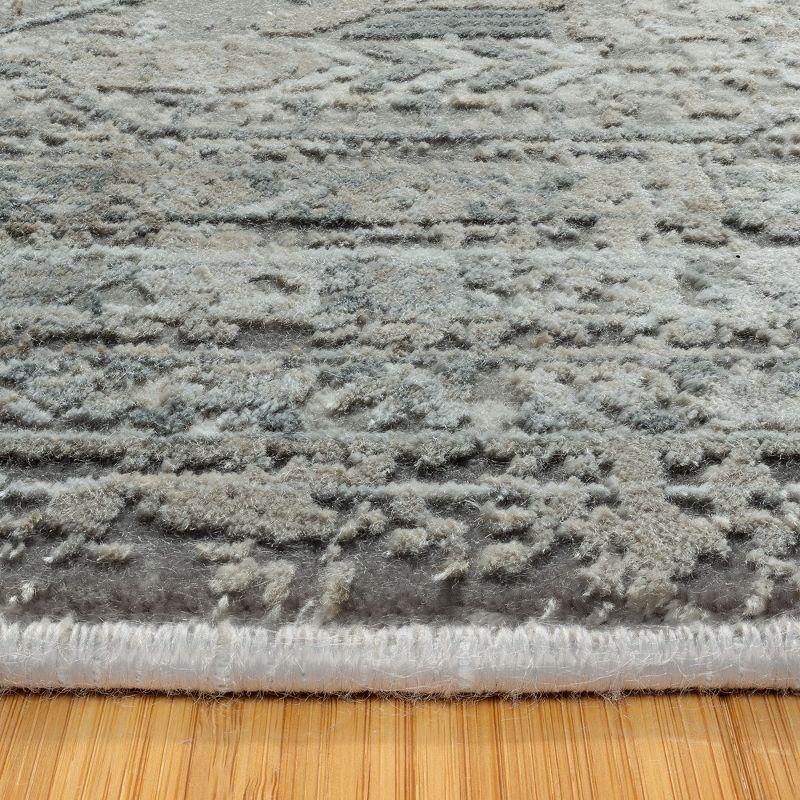 Gertmenian Florance Modica Distressed Traditional Border Gray Beige Indoor Viscose Acrylic Area Rug with Fringe